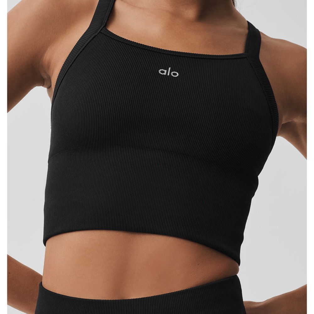 🆕 ALO Yoga Seamless Ribbed Favorite Bra Tank - Black